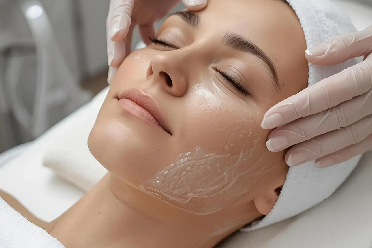 Application d’un protocole d’hydratation sur le visage en cabinet
